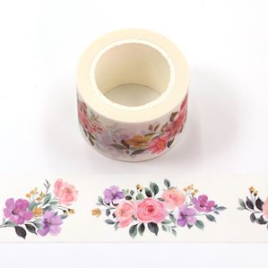 Washitejp - 3cm bred - Handmålade blommor
