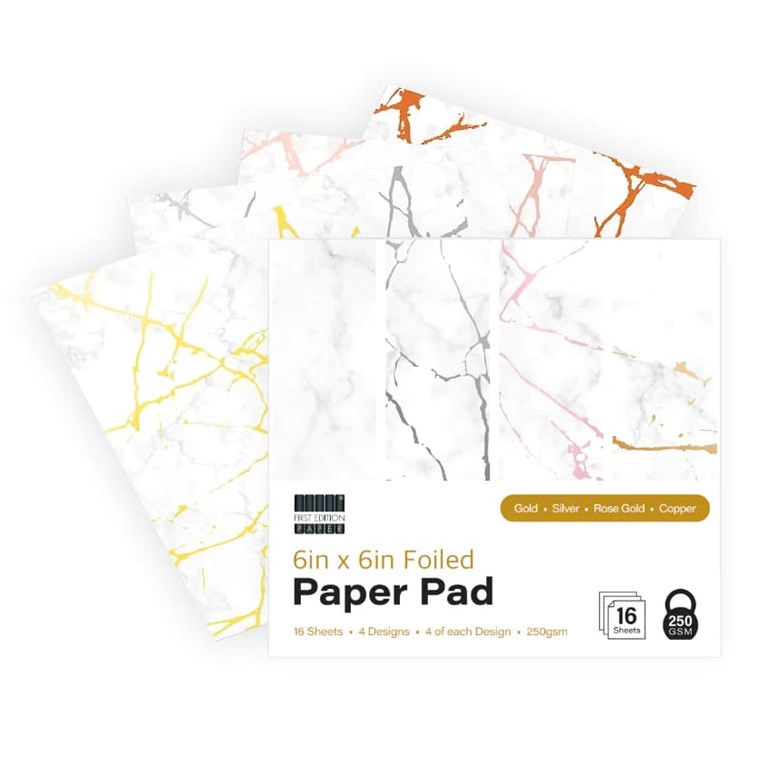 Papper - Vita papper med marmorering - 15x15cm - 20st
