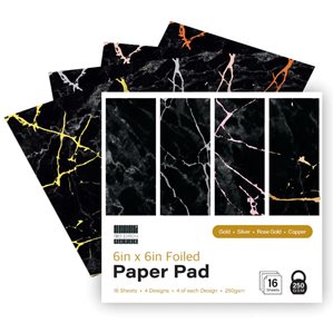 Papper - Svarta papper med marmorering - 15x15cm - 20st
