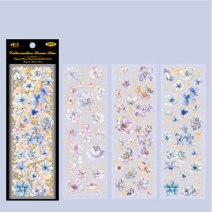 Stickers - Blommor - Blå & Lila - 3st ark
