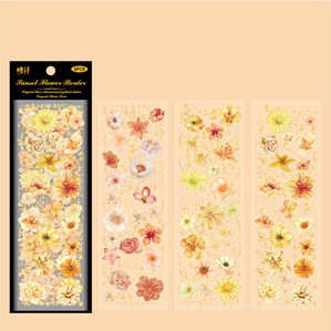 Stickers - Blommor - Gula & Orangea - 3st ark