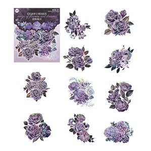 Stickers - Blommor - Lila metallic - 20st