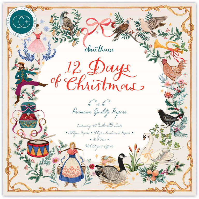 Pappersblock - 15x15cm - 12 Days Of Christmas - 40st