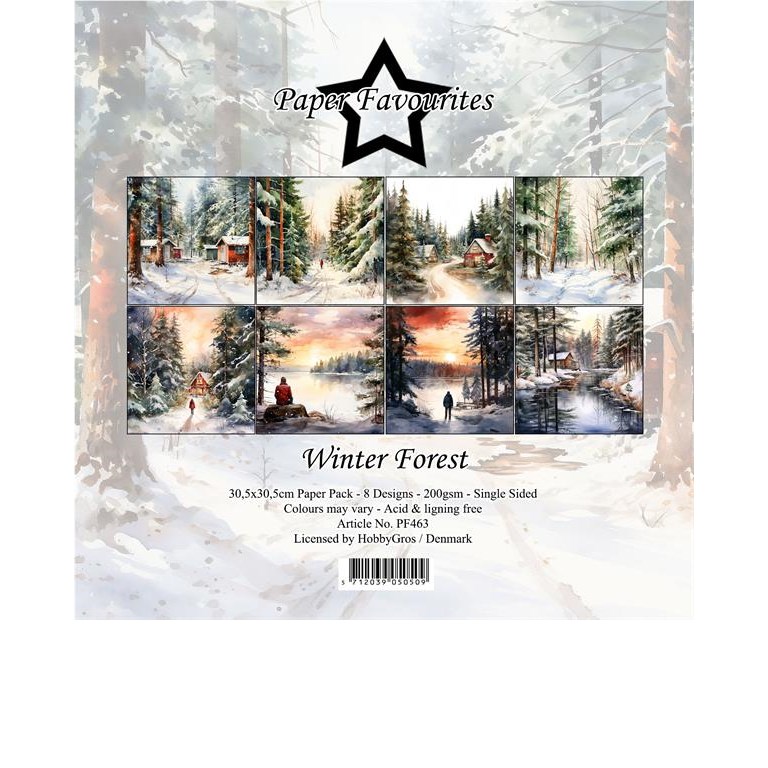 Scrapbookingpapper - 30x30cm - Winter Forest