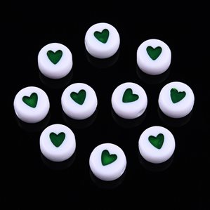 Pärlor med hjärtan - Gröna -  100st