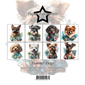 Scrapbookingpapper - 15x15cm - Summer Dogs