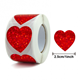 Stickers på rulle - Holografiska hjärtan - Röda - 2,5cm
