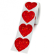Stickers på rulle - Holografiska hjärtan - Röda - 2,5cm