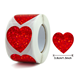 Stickers på rulle - Holografiska hjärtan - Röda - 3,8cm
