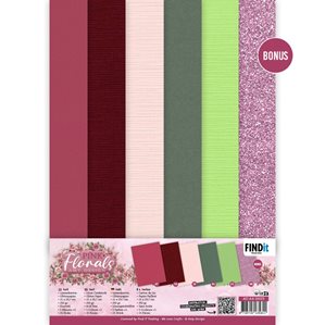 Cardstock - Mixade färger - A4 - Pink Florals