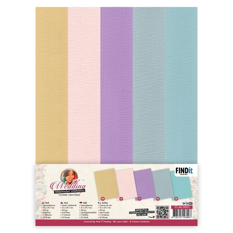 Cardstock - Mixade färger - A4 - Pastel Wedding