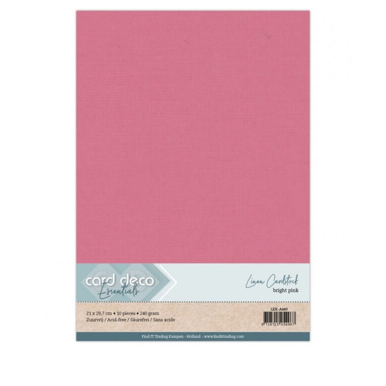 Enfärgad Cardstock A4 - 10st ark - Bright Pink
