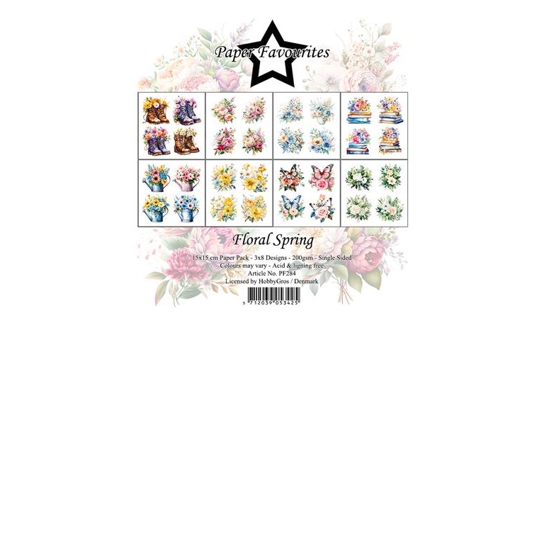Scrapbookingpapper - 15x15cm - Floral Spring