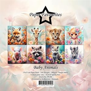 Scrapbookingpapper - 15x15cm - Baby Animals