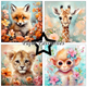 Scrapbookingpapper - 15x15cm - Baby Animals