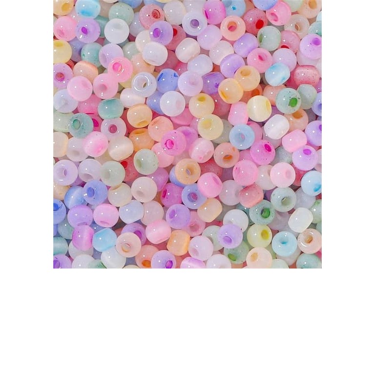 Seed Beads - Lyxiga Cats eye - 4mm (6/0) - 10g - Pastellmix