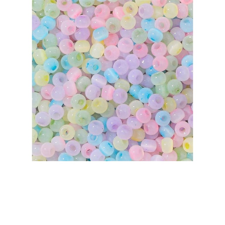 Seed Beads - Lyxiga Cats eye - 4mm (6/0) - 10g - Tutti frutti