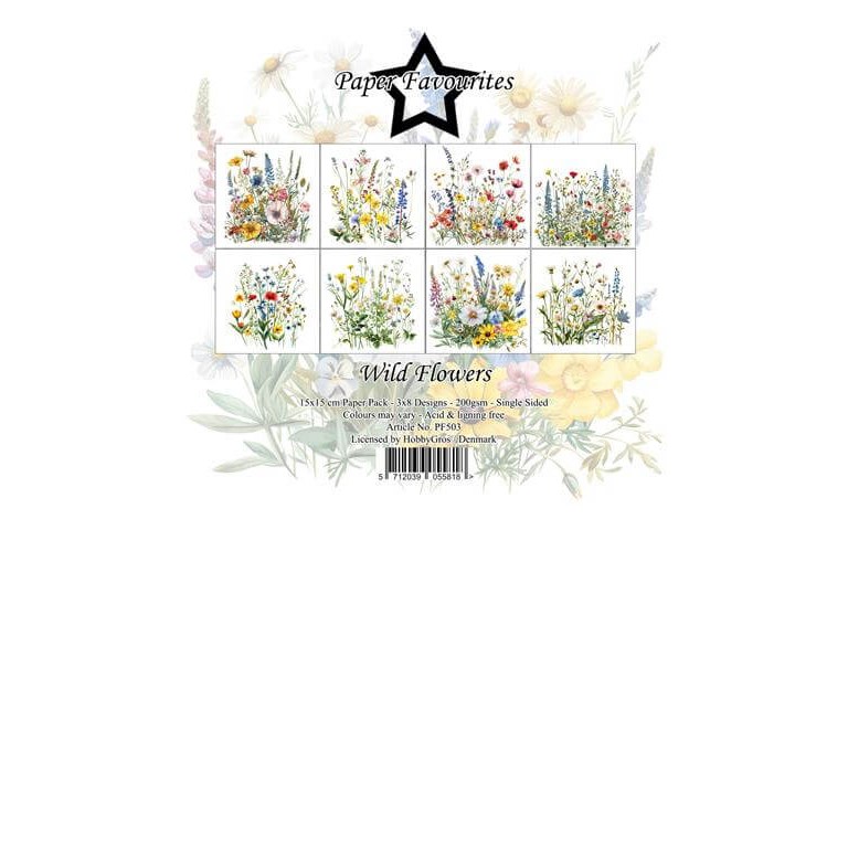 Scrapbookingpapper - 15x15cm - Wild Flowers