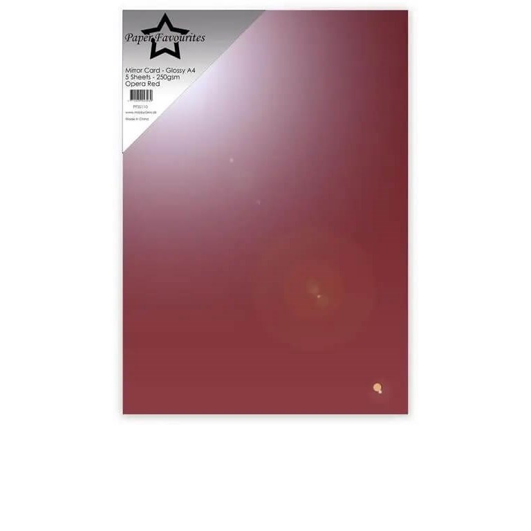 A4 Metallic Mirror Card - Opera Red - Gloss - 5st