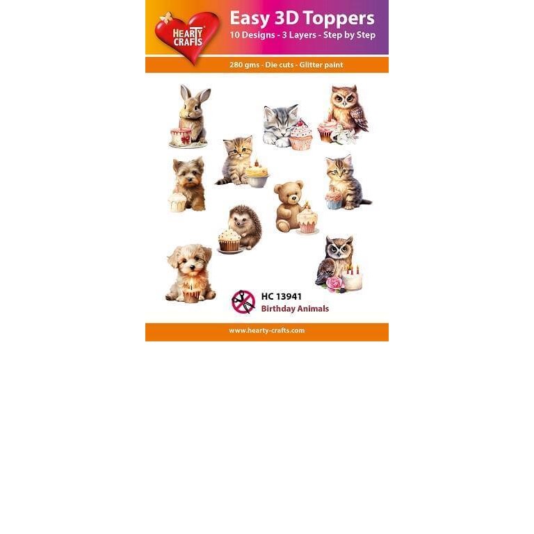 Easy 3D - Toppers - Glitter - Birthday Animals