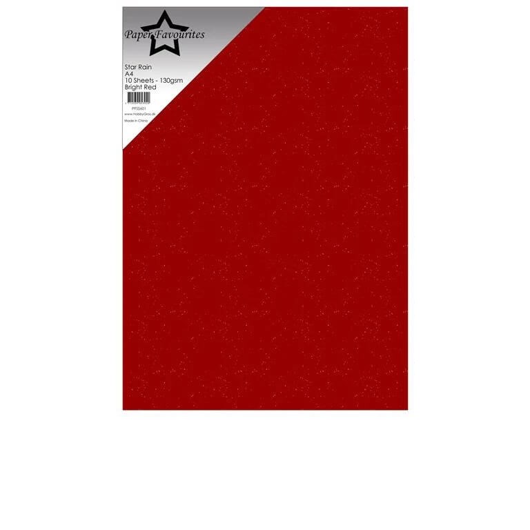 Glittriga papper till pyssel - Bright Red - A4 - 10st