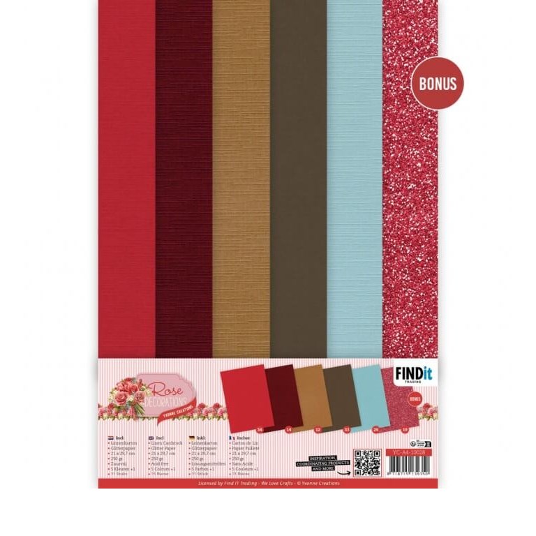 Cardstock - Mixade färger - A4 - Rose Decorations