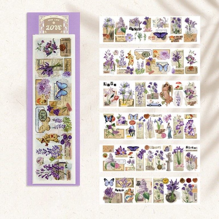 Washistickers att klippa ut - 6st ark -  Lila vintagemix