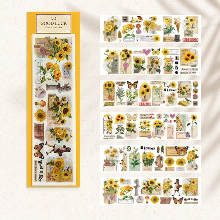 Washistickers att klippa ut - 6st ark - Solrosor
