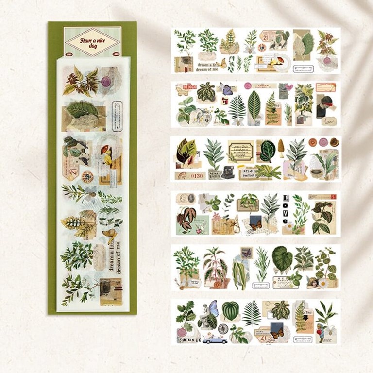 Washistickers att klippa ut - 6st ark - Gröna blad