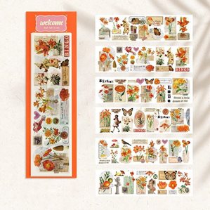 Washistickers att klippa ut - 6st ark - Orange vintagemix