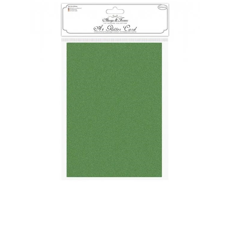 Glittrig Cardstock - Forest Green - A4 - 10st