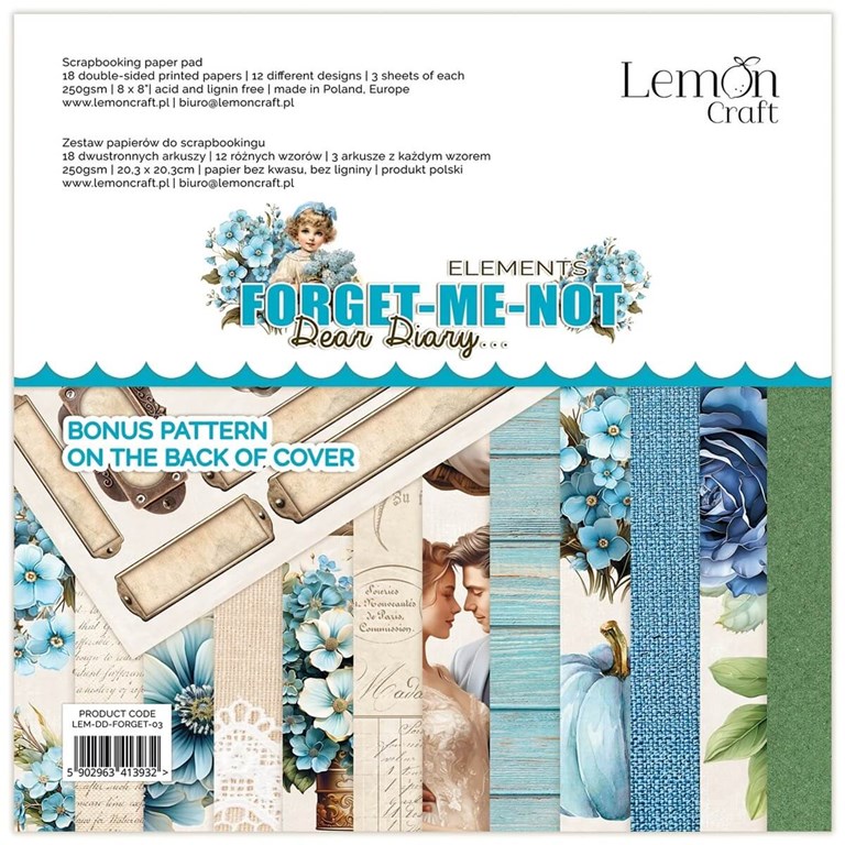Scrapbookingpapper - 20x20cm - Dear Diary Elements