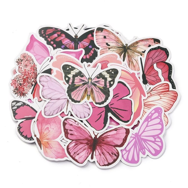 Stickers - Fjärilar - Rosa - 50st