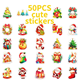 Stickers - Färgglada julmotiv - 50st