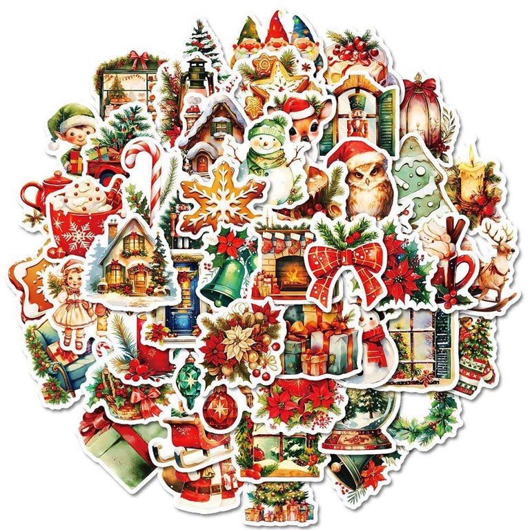 Stickers - Mixade julmotiv - 50st