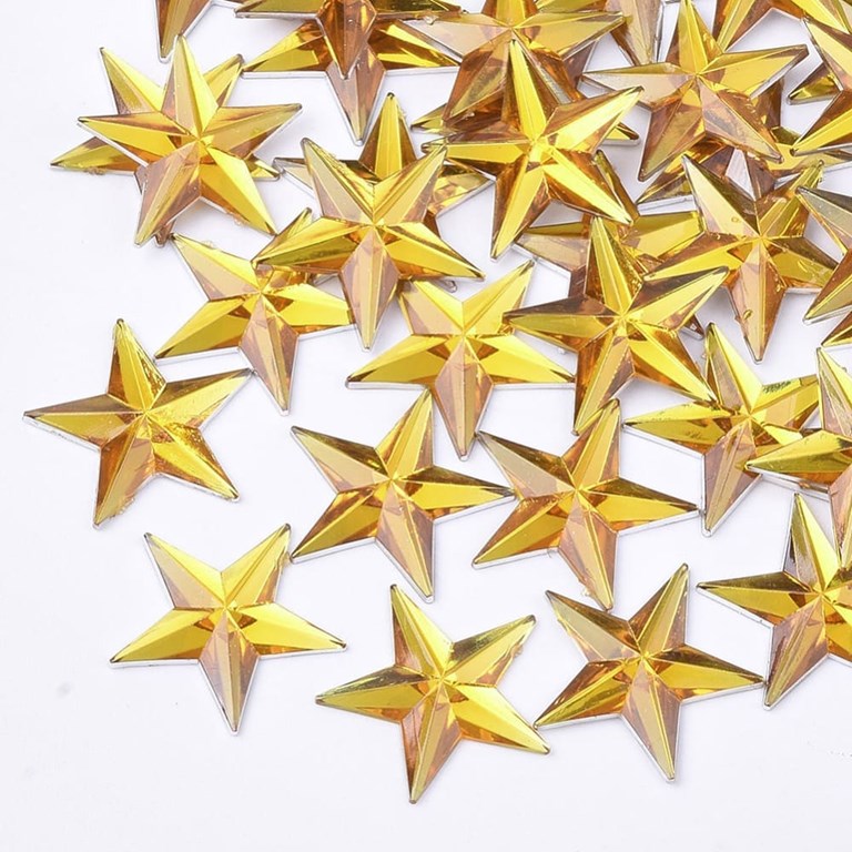 Rhinestones - Stjärnor - Guld - 50st
