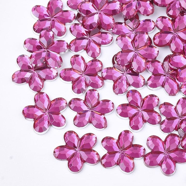 Rhinestones - Blommor - Rosa - 50st