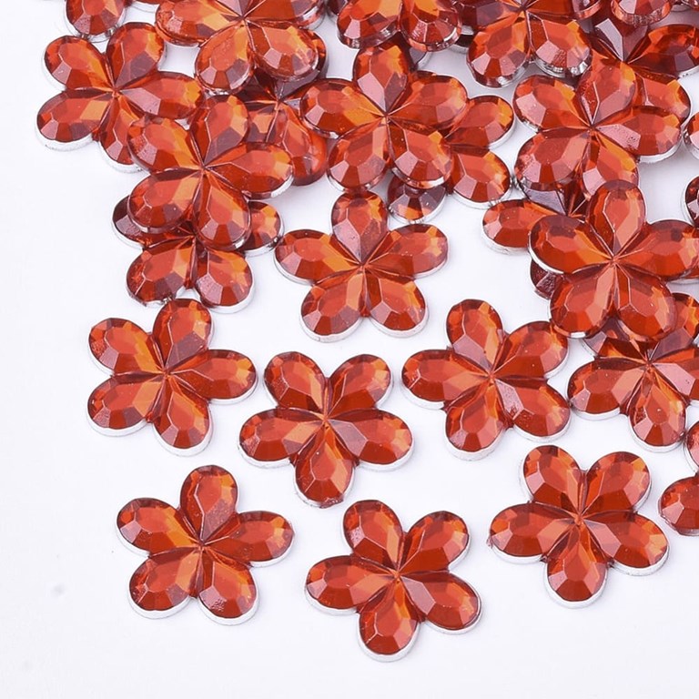 Rhinestones - Blommor - Röda - 50st