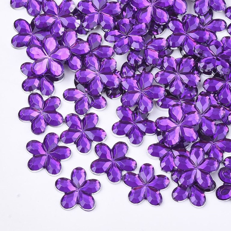 Rhinestones - Blommor - Lila - 50st