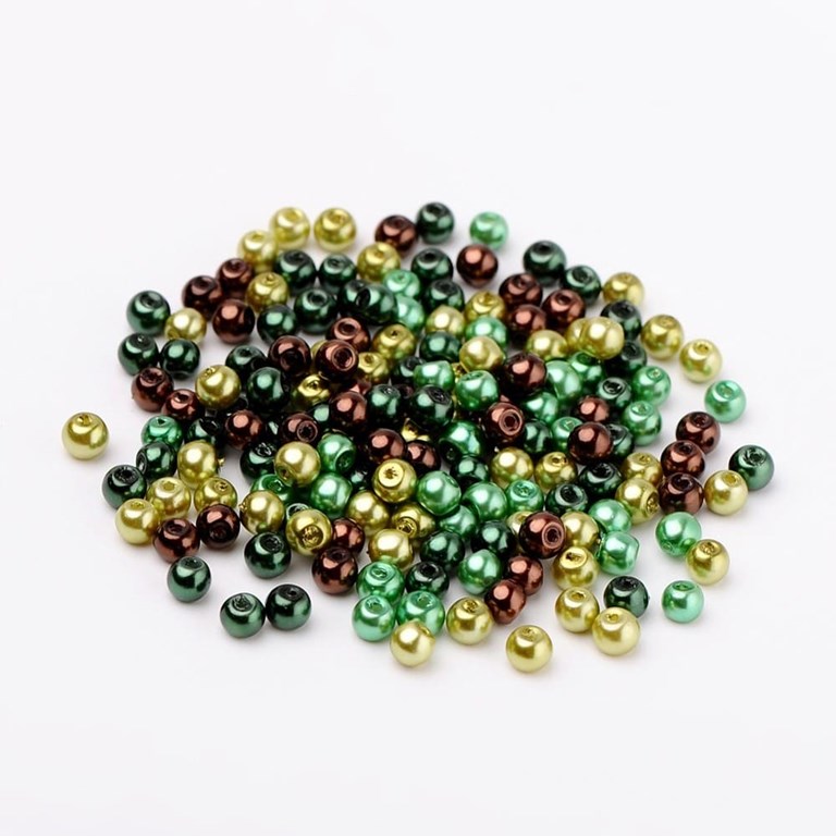 Glaspärlor - Grön Mix - 400st  - 4mm