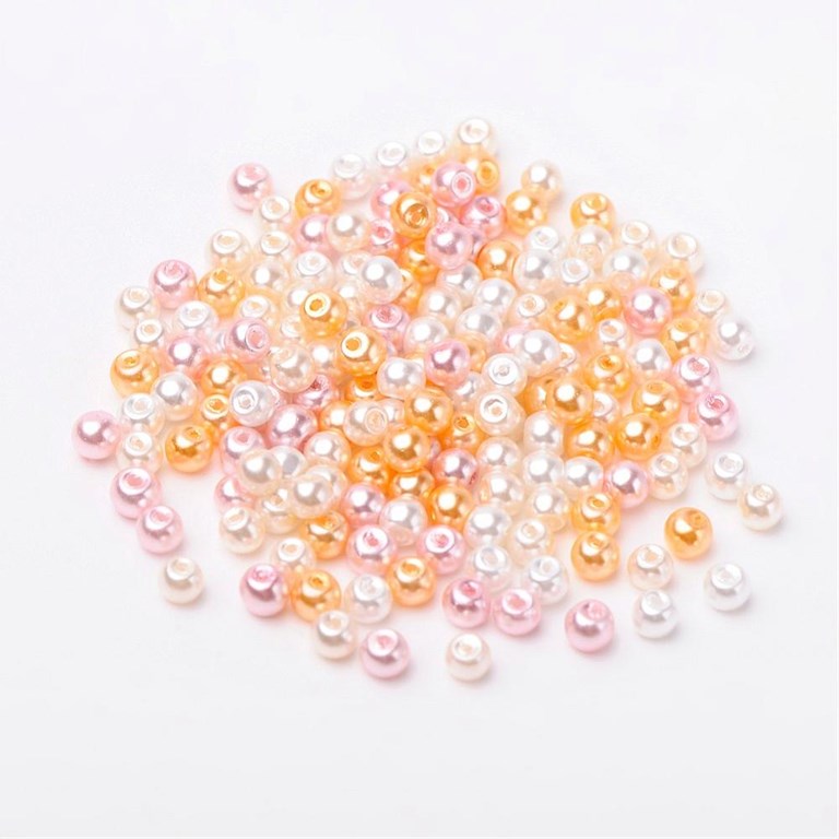 Glaspärlor - Rosa & Creme Mix - 400st  - 4mm