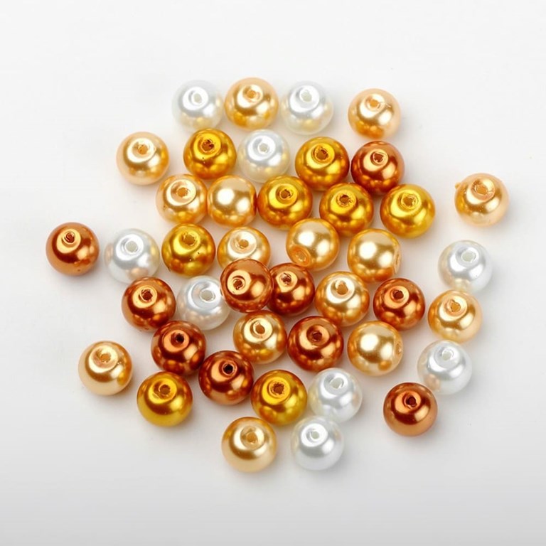 Glaspärlor - Guld Mix - 100st  - 8mm
