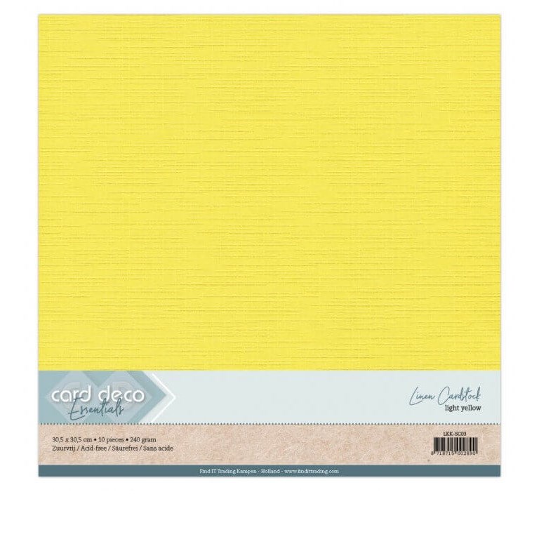 Cardstock - 30x30 cm - Ljusgul  - 10st
