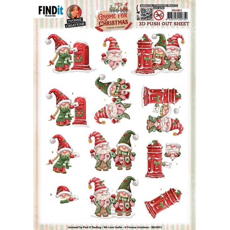 Push Out 3D - Gnome for Christmas - Gnome Letter