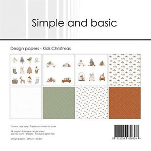 Scrapbookingpapper - 15x15cm - Kids Christmas
