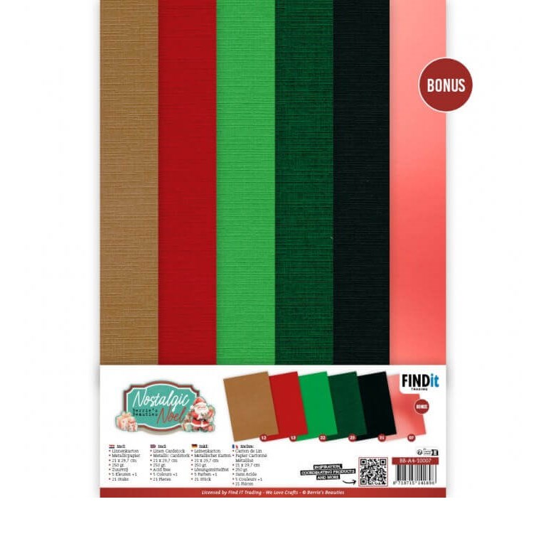 Cardstock - Mixade färger - A4 - Nostalgic Noel