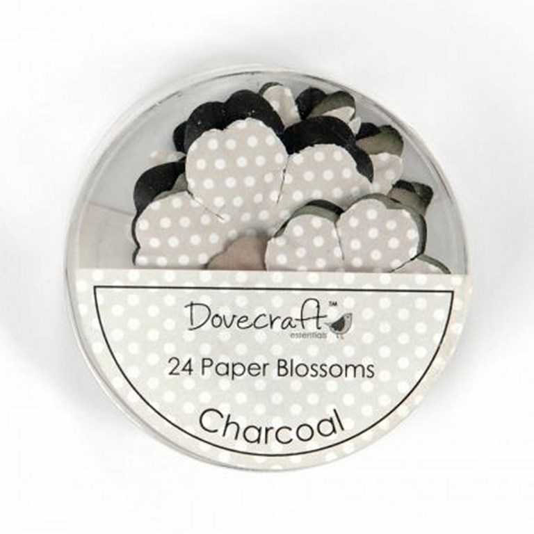 Mixade pappersblommor - 24st - Charcoal