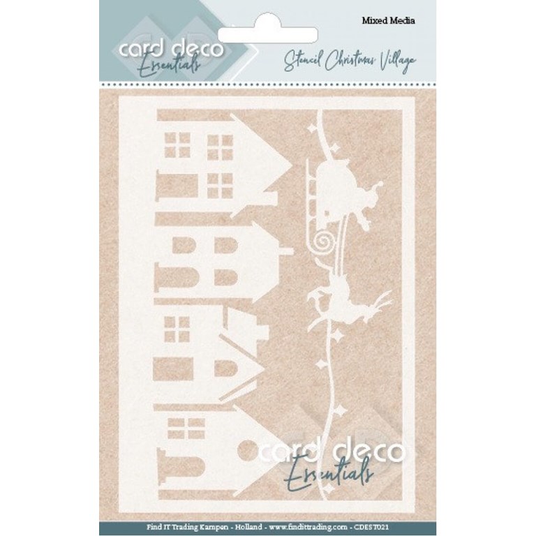 Mixed Media Stencil - Christmas Village - 14,8x10,5cm