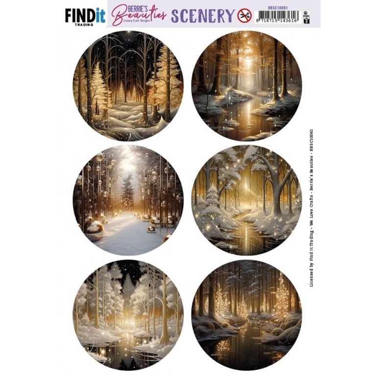 Push Out Scenery - Frosted Gold Christmas 1 Round