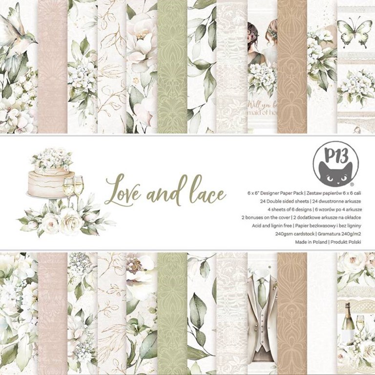 Scrapbookingpapper - 15x15 cm - Love and Lace